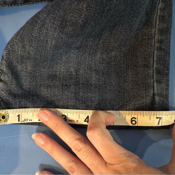 Eddie Bauer Women's Dark Blue Boyfriend relaxed Jeans plaid lined inside size 12 - Picture 7 of 14